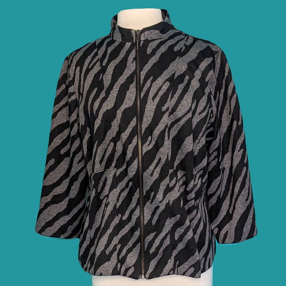 Ruby Rd. Woman Animal Print Knit Jacket Size XL Preowned